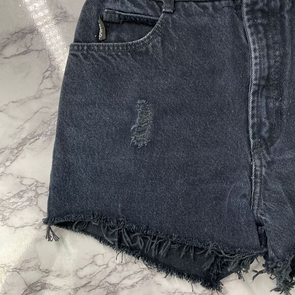 Bongo Vintage Black Custom Distressed Cutoff Denim Jean Shorts 7 - Picture 2 of 5